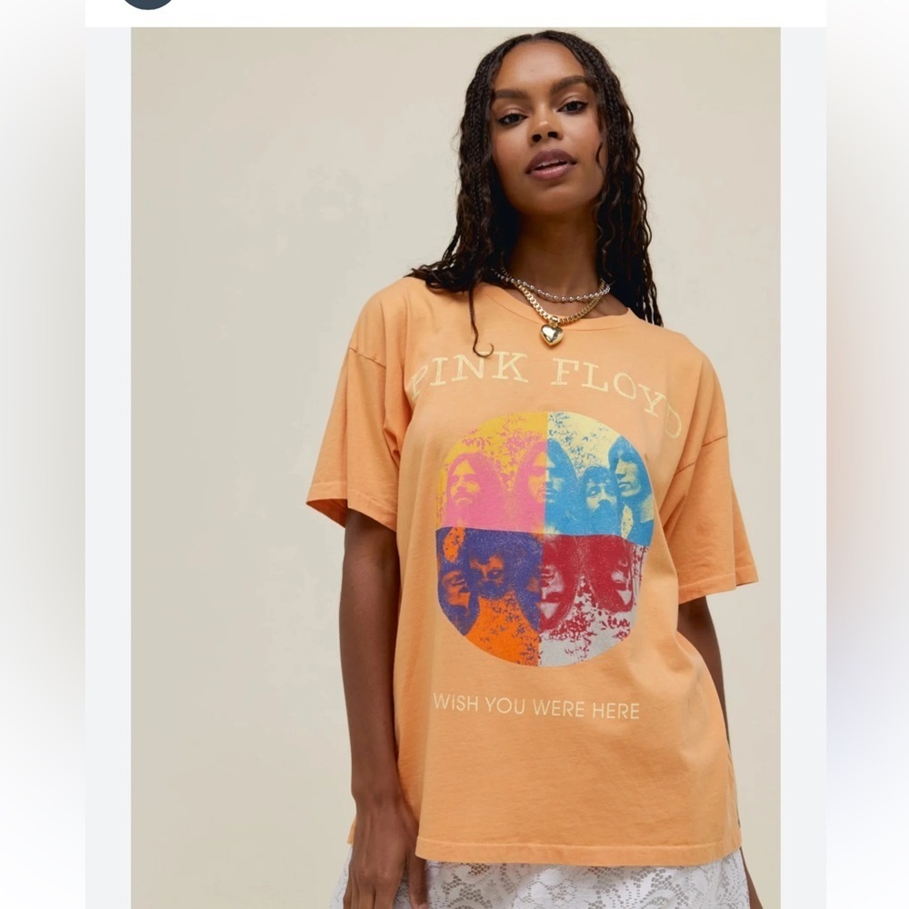 Daydreamer Pink Floyd wish you were here peach tee new Xsmall